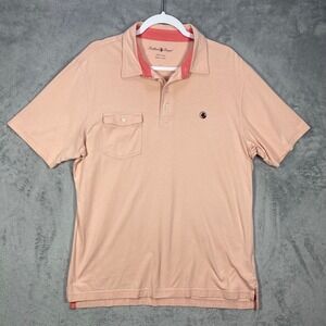 Southern Proper Polo Shirt Mens L Peach Cotton Short Sleeve Pocket Logo